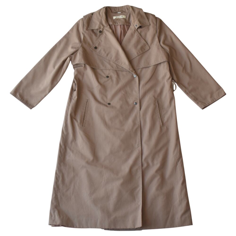 Vintage Khaki Double Breasted Long Trench Coat Size 8